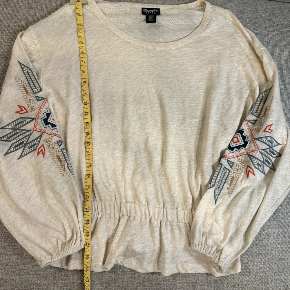 Wrangler Retro Embroidered Peasant Top Womens XL Boho Western Prairie Cream - Picture 2 of 13
